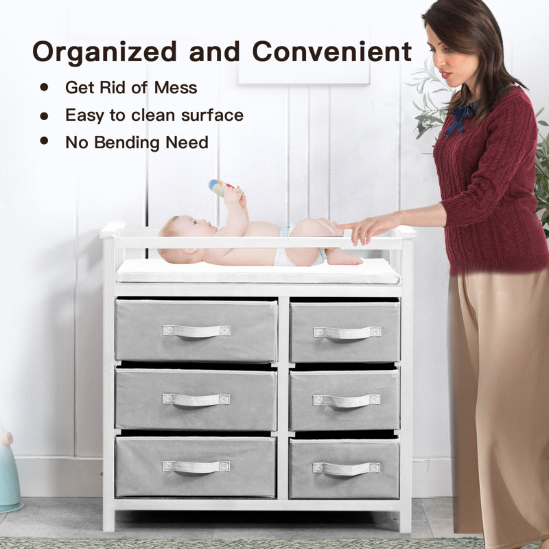 linor Baby Changing Table with 6 Storage Baskets Can be Used as a Changing Table Dresser Reviews Wayfair